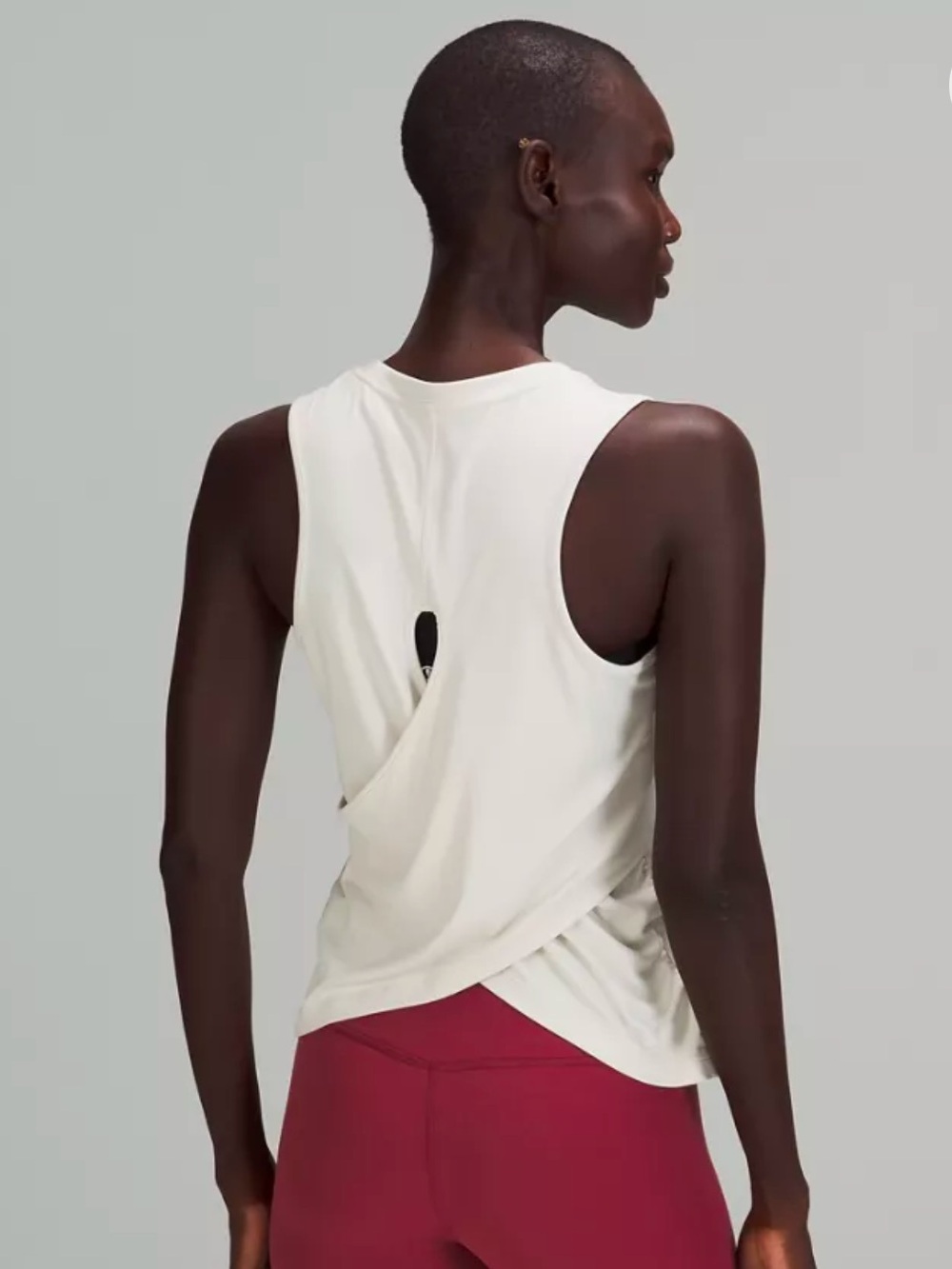 Nulu Wrap-Back Yoga Tank Top White Opal